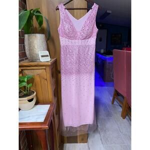 Barbie Pink Prom Dress Sparkly sleeveless Long. Size Large